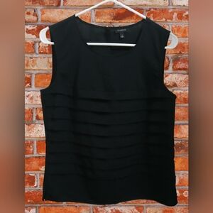 Talbots Black Layered Ruffle Front Sleeveless Blouse,6, NWOT